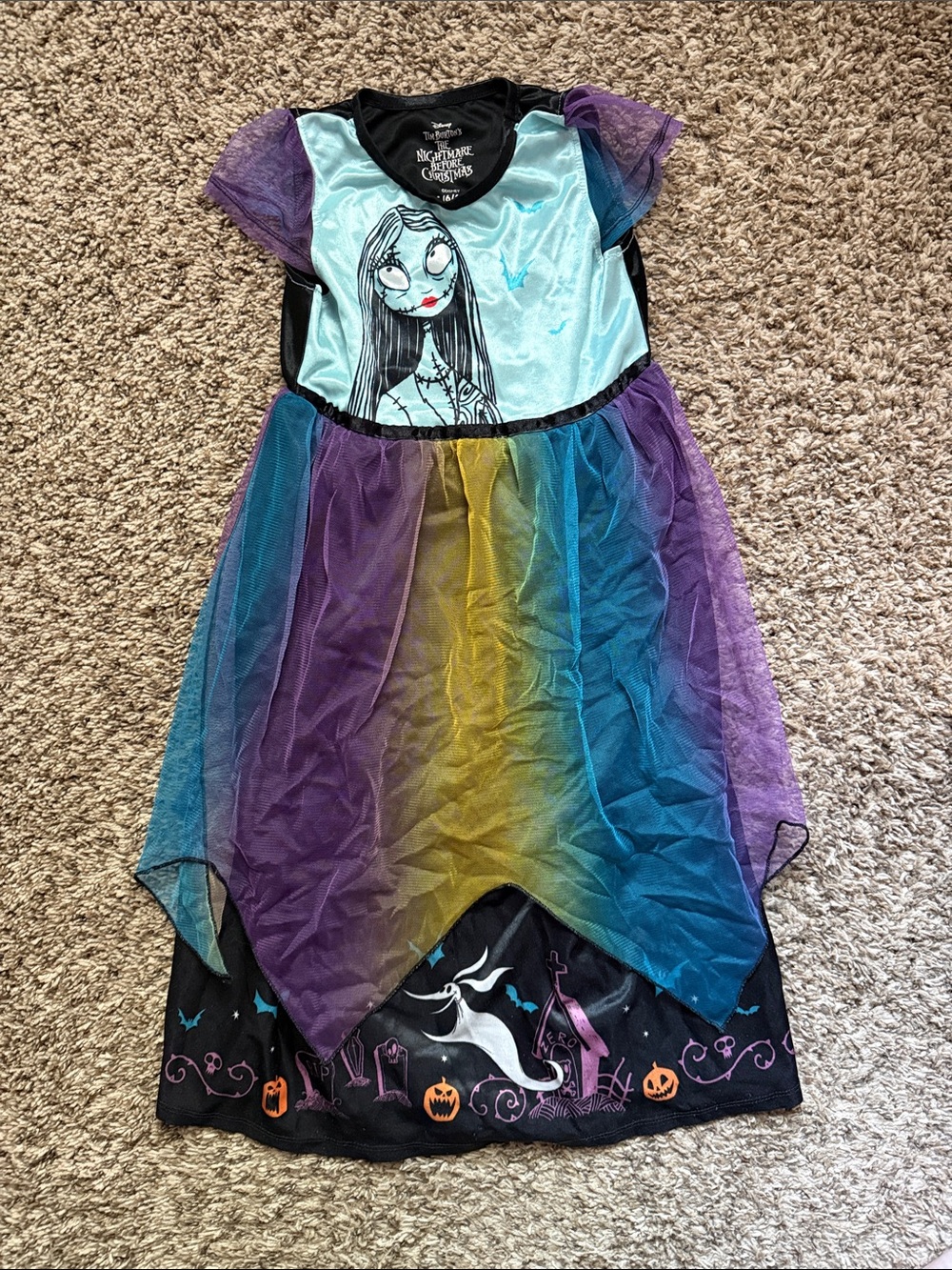 Disney The Nightmare Before Christmas Sally Rainbow Tulle Kids Costume Dress
